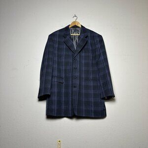 Stacy Adams Blazer Sport Coat Jacket Men 44R Purple Plaid Suit Jacket Formal